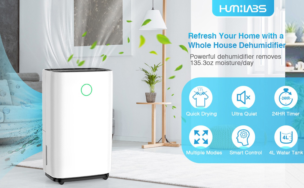 LUKO OL20-D025C Portable Home Dehumidifier, 20L Dehumidify Capacity, 4L Water Tank, 24-Hour Timer, Low Noise, Clothes Drying