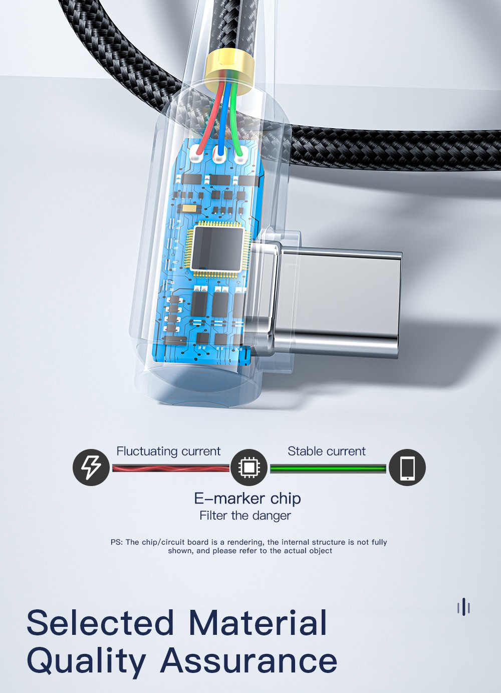 ESSAGER 100W 5A Fast Charging Data Cable, Type-C to Type-C, Bend Design, 480Mbps Transfer Rate, for iPad MacBook Pro Xiaomi Samsung Huawei