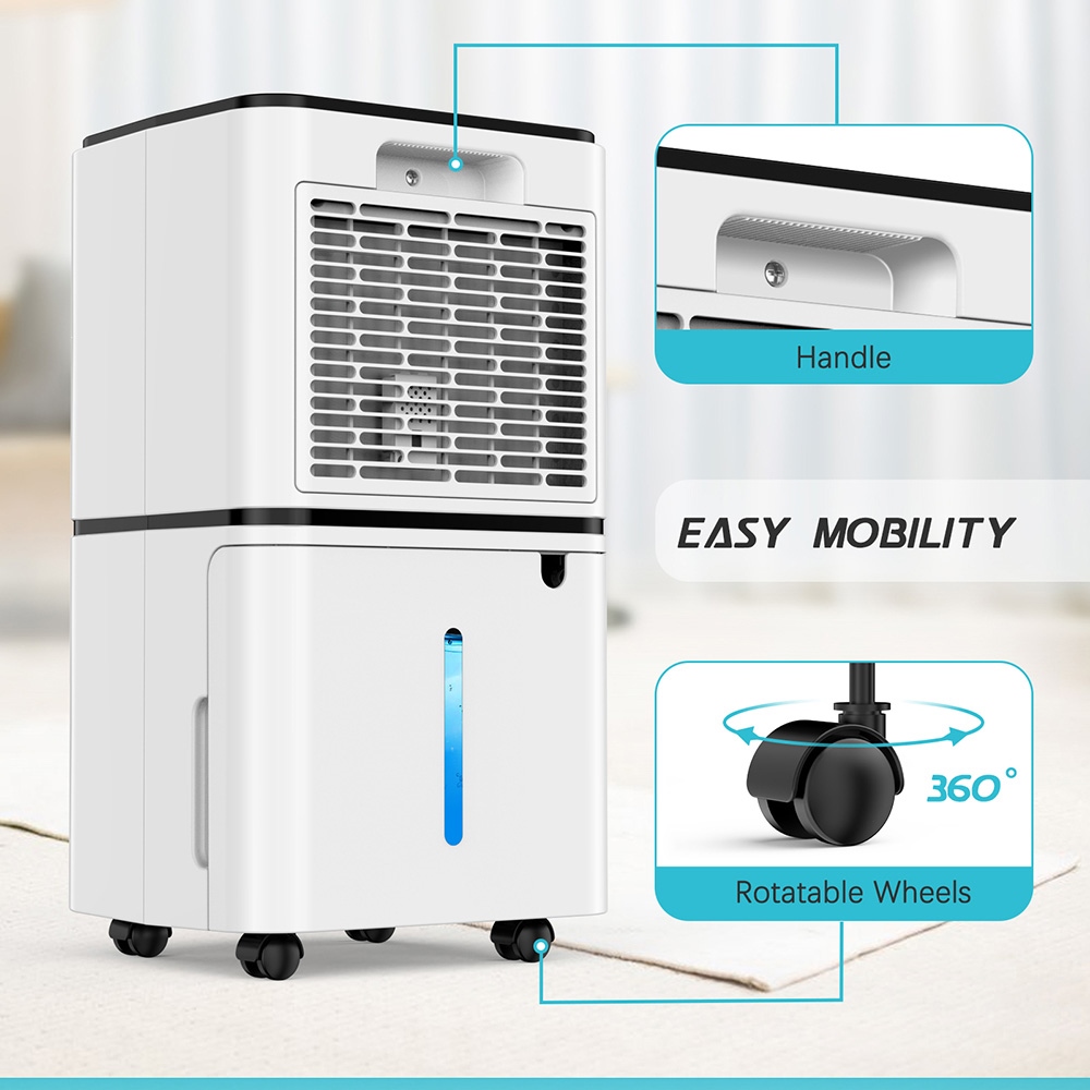 LUKO OL12-BD023F Portable Home Dehumidifier, 12L Dehumidify Capacity, 3 Modes, Auto Defrosting, Auto/Manual Drainage, 12-Hour Timer, LED Touch Screen, Low Noise, Clothes Drying