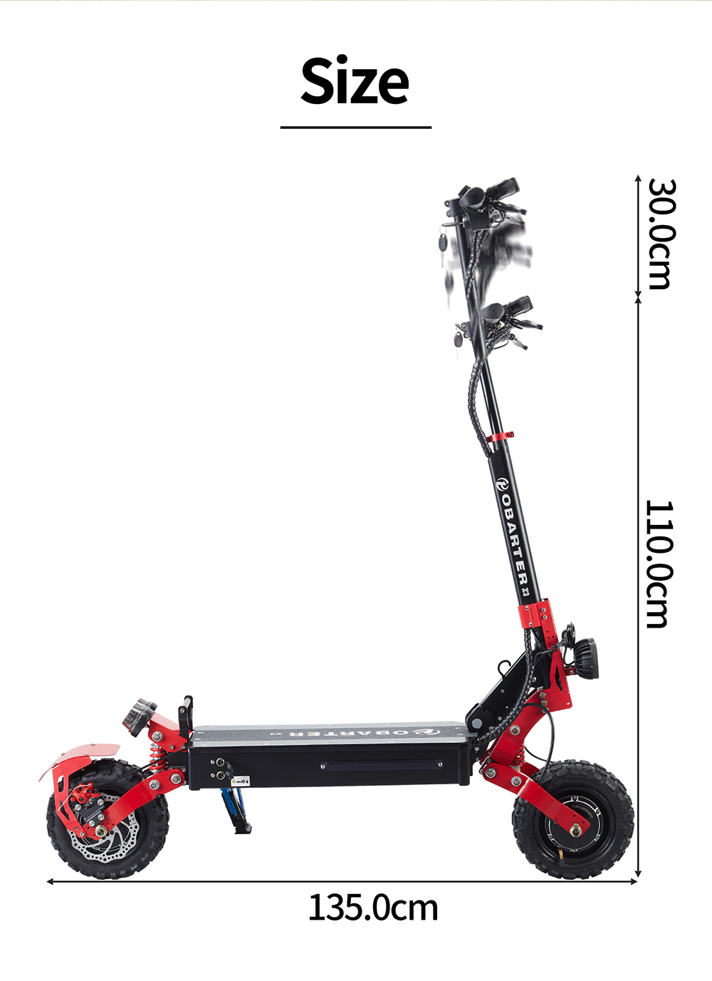 OBARTER X3 Folding Electric Sport Scooter 11" Off-road tyre 1200W x2 Brushless Motor 48V 20Ah Battery BMS 3 Speed Modes Dual Oil Disc Brake Max Speed 65KM/h LED Display 40-50KM Long Range - Black