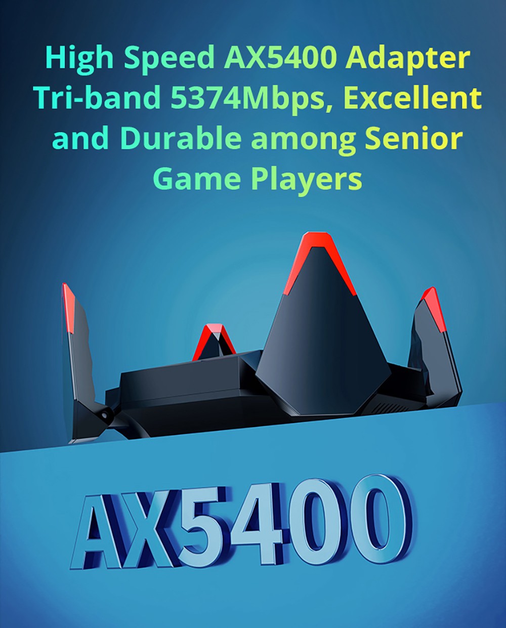 COMFAST 977AX Wireless WiFi Adapter E-Sports WiFi Dongle, 5374Mbps Tri-Band WiFi 6, USB 3.0 Plug and Play, Drive Free, WPA3 Encryption, Supports AP Mode