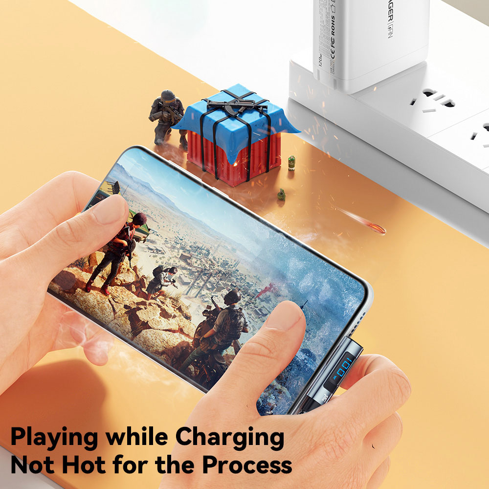 ESSAGER 100W 7A Digital Display Data Cable, USB-A to Type-C, Bend Design, 480Mbps Transfer Rate, for MacBook Xiaomi Samsung Huawei Mate60 Smartphone - 1m Cable