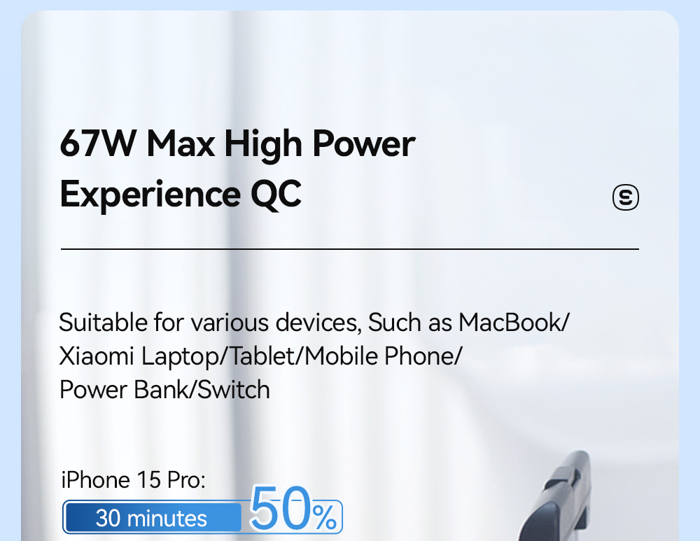 ESSAGER 67W GaN Charger, 2 Type-C + 1 USB-A, PD 3.0 QC 3.0 Fast Charging, Intelligent Charging Protection, for Huawei / Samsung / OPPO / iPhone 15 / Laptop, EU Plug - White