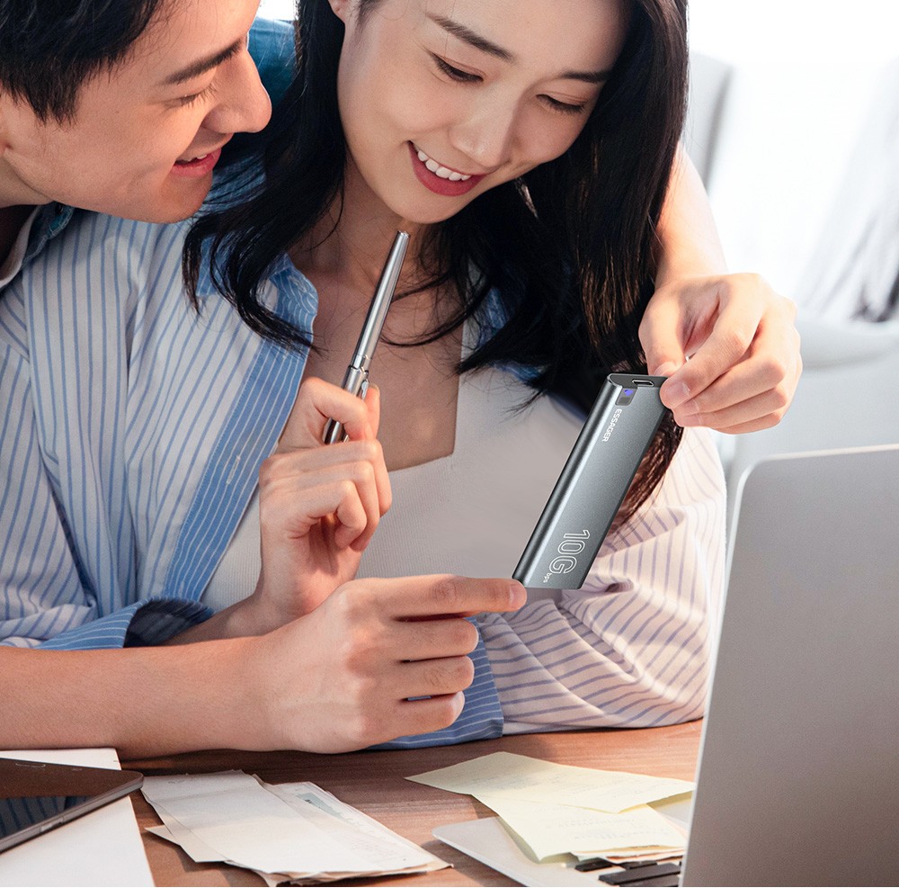 ESSAGER External Hard Drive Box, Portable SSD Case, NVME SATA Dual Protocol, USB 3.1 / Type-C Interface, Support 4TB Capacity, 10Gbps Data Transfer, for Laptop / Desktop / Mac / Mobile Phone / PS5