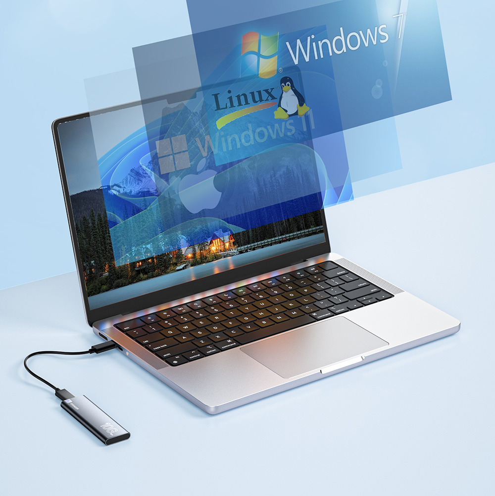 ESSAGER External Hard Drive Box, Portable SSD Case, NVME SATA Dual Protocol, USB 3.1 / Type-C Interface, Support 4TB Capacity, 10Gbps Data Transfer, for Laptop / Desktop / Mac / Mobile Phone / PS5