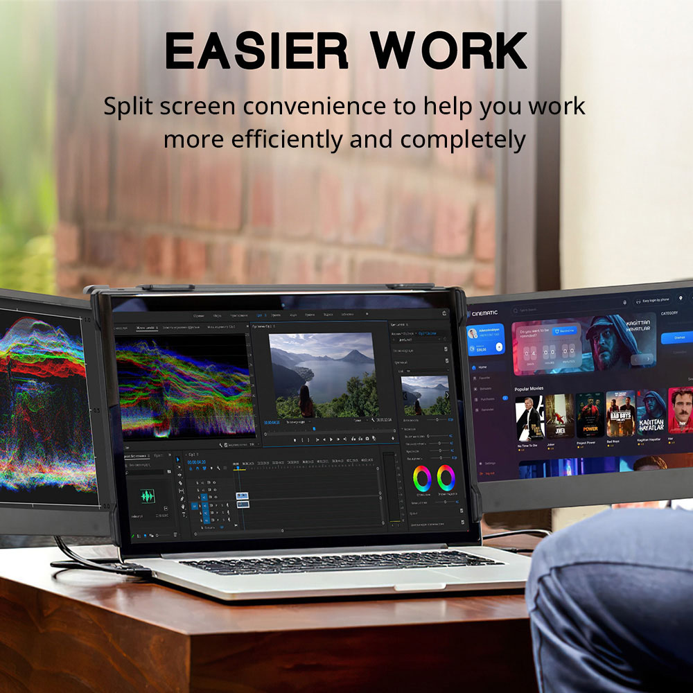 GTMEDIA MATE X Portable Dual Screen Monitor Laptop Screen Extender for 13-17.3" Laptop, 11.6 inches 1920*1080 IPS Screen, 60Hz Refresh Rate, 178° Viewing Angle, 2*Type-C 1*HDMI 1*USB 2.0 1*3.5mm Headphone Jack