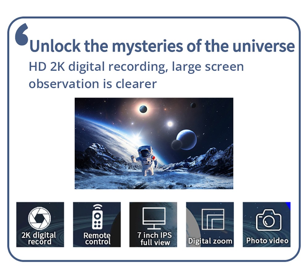 HAYEAR 7 inch Astronomical Telescope Electronic Eyepiece Recorder, HD 2K Professional Planetary Camera, 1.25 inch 31.7mm Adapter
