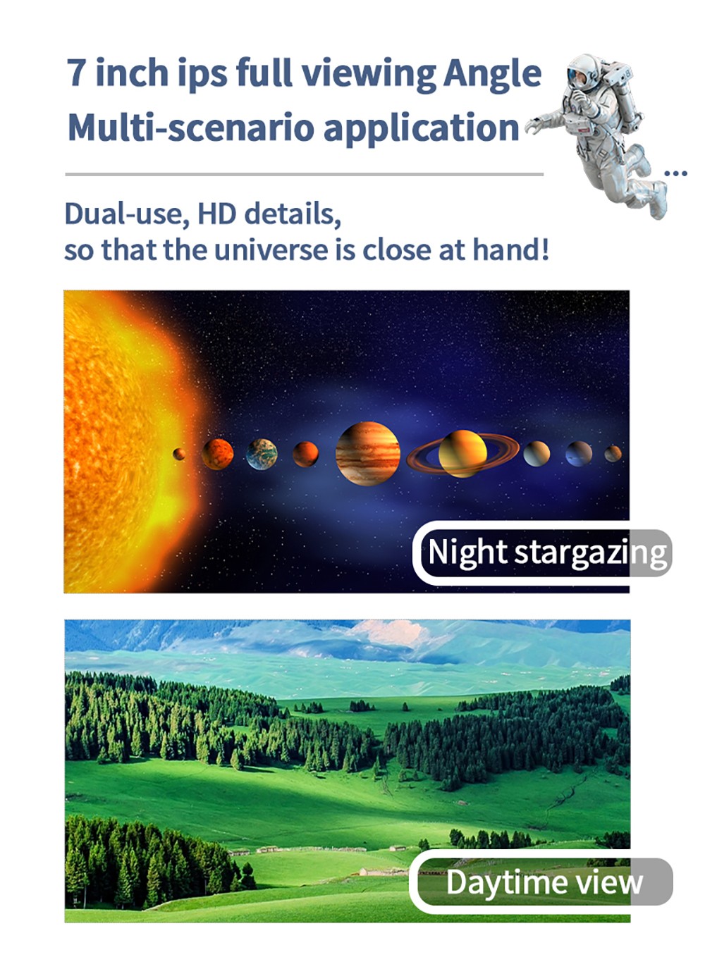 HAYEAR 7 inch Astronomical Telescope Electronic Eyepiece Recorder, HD 2K Professional Planetary Camera, 1.25 inch 31.7mm Adapter