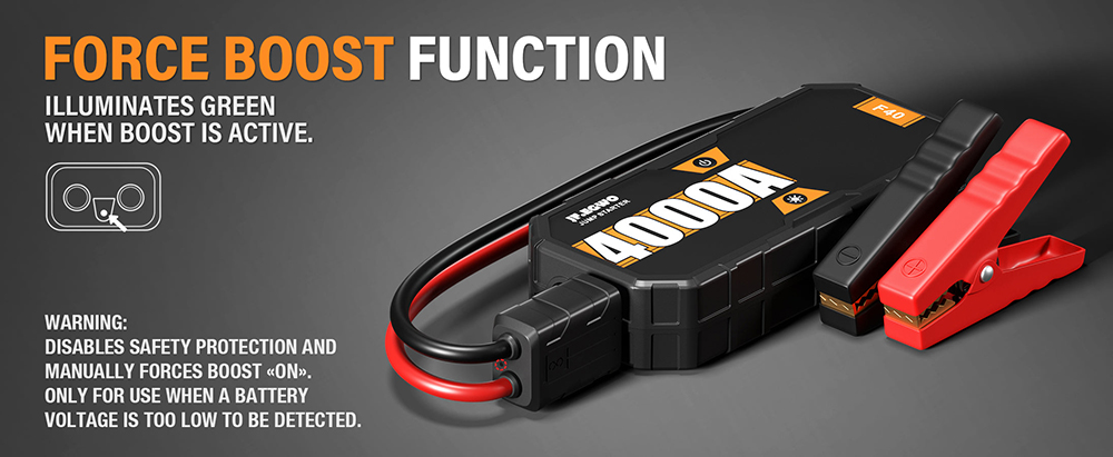 JF.EGWO F40 Pro 4000Amp Car Jump Starter, 28000mAh 12V Auto Battery Booster, 65W Fast Charging, Total 230W Power Bank, 400 Lumen LED Light
