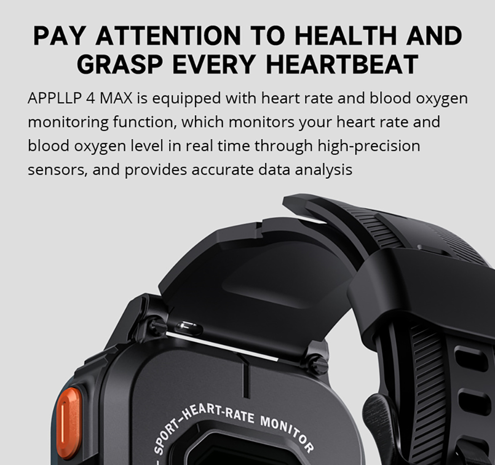 LOKMAT APPLLP 4 MAX Android Smartwatch Fitness Tracker, 2.02'' TFT Touch Screen, 4GB RAM 64GB ROM, Dual Camera - Black