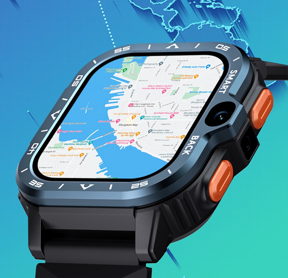 LOKMAT APPLLP 4 MAX Android Smartwatch Fitness Tracker, 2.02'' TFT Touch Screen, 2GB RAM 16GB ROM, Dual Camera - Black