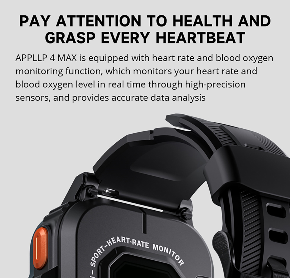 LOKMAT APPLLP 4 MAX Android Smartwatch Fitness Tracker, 2.02'' TFT Touch Screen, 2GB RAM 16GB ROM, Dual Camera - Black