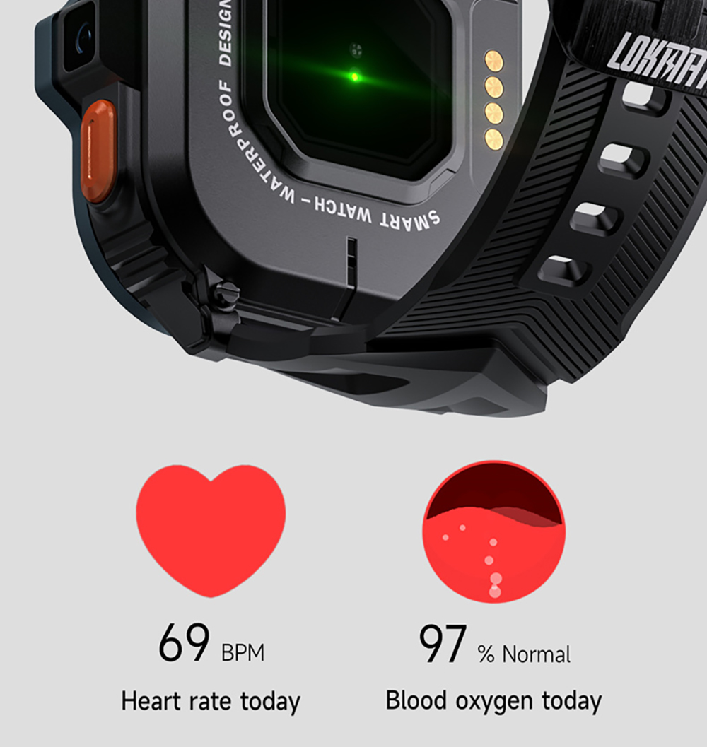 LOKMAT APPLLP 4 MAX Android Smartwatch Fitness Tracker, 2.02'' TFT Touch Screen, 2GB RAM 16GB ROM, Dual Camera - Black