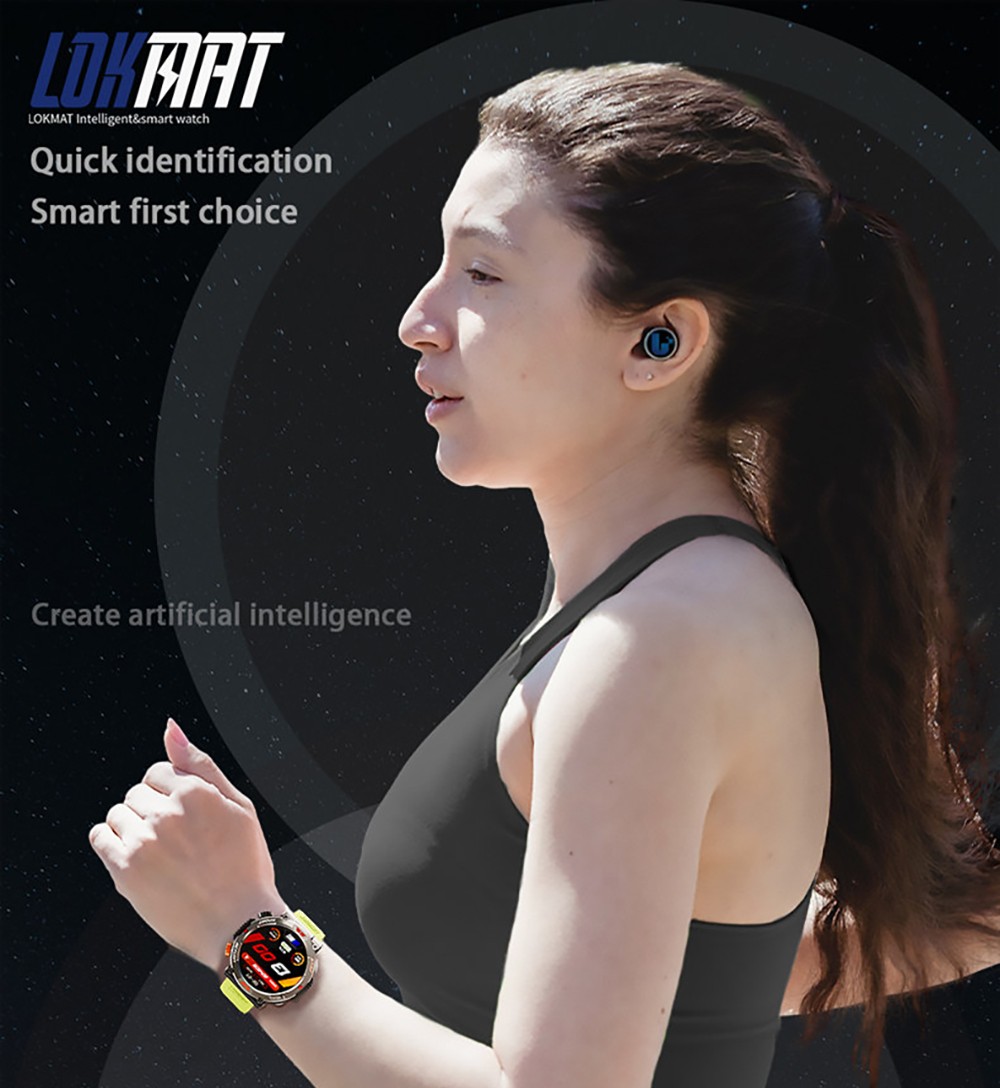 LOKMAT ZEUS 5 Pro Smartwatch Health Monitor, 1.46'' HD Screen, Bluetooth Calling, 5ATM Waterproof - Black