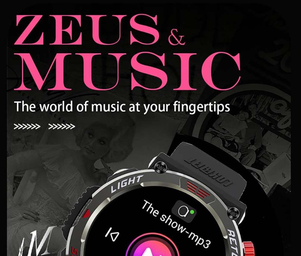 LOKMAT ZEUS 5 Pro Smartwatch Health Monitor, 1.46'' HD Screen, Bluetooth Calling, 5ATM Waterproof - Black