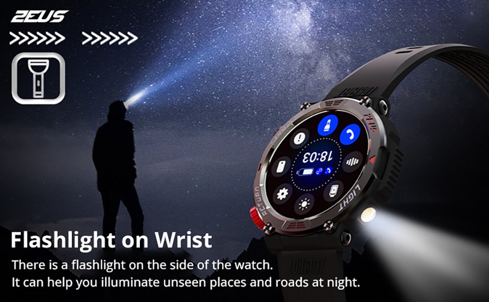 LOKMAT ZEUS 5 Pro Smartwatch Health Monitor, 1.46'' HD Screen, Bluetooth Calling, 5ATM Waterproof - Black