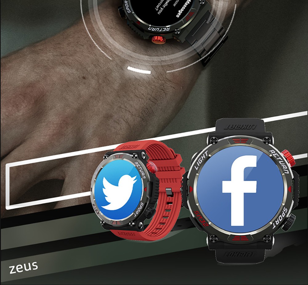 LOKMAT ZEUS 5 Pro Smartwatch Health Monitor, 1.46'' HD Screen, Bluetooth Calling, 5ATM Waterproof - Black