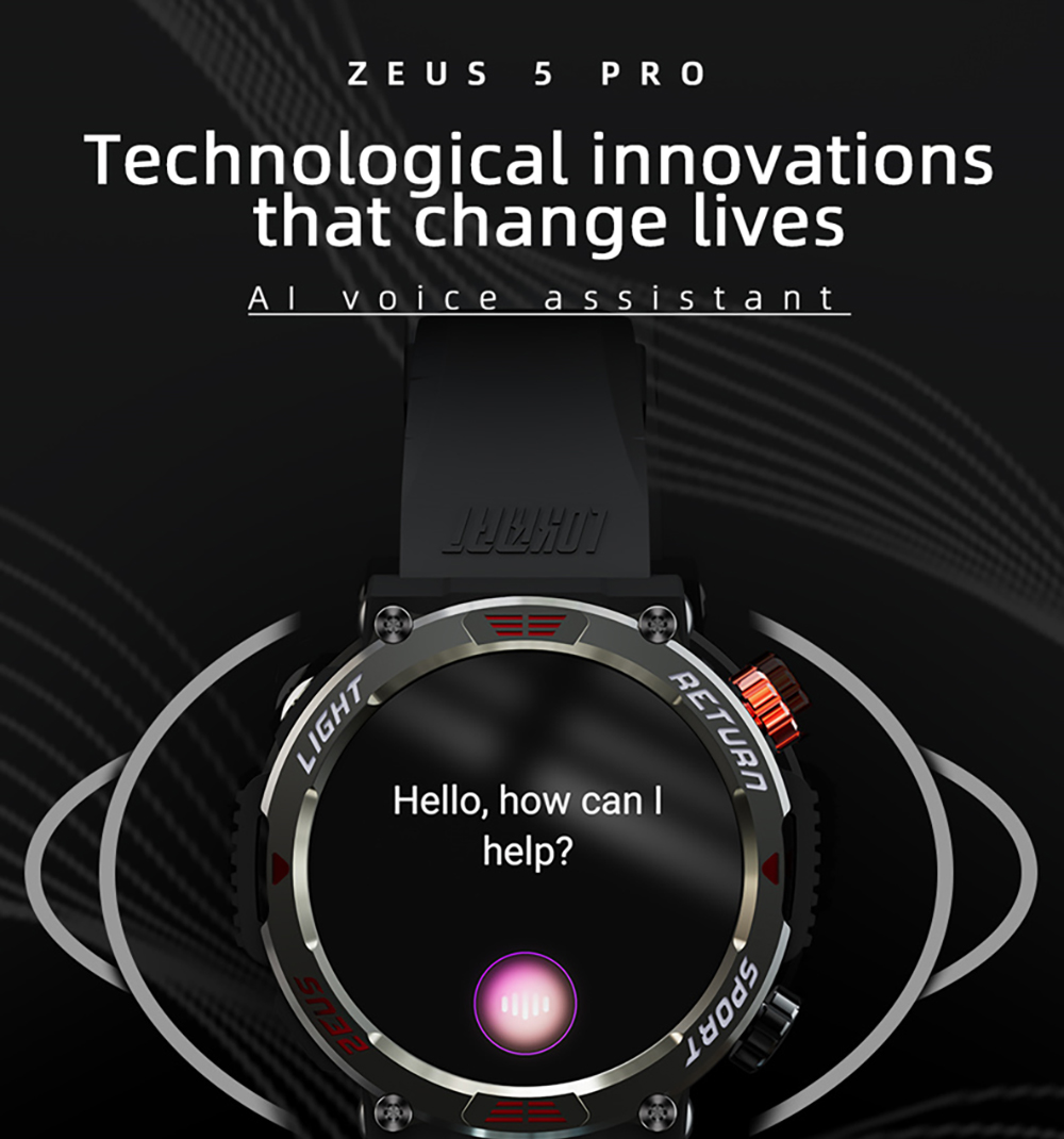 LOKMAT ZEUS 5 Pro Smartwatch Health Monitor, 1.46'' HD Screen, Bluetooth Calling, 5ATM Waterproof - Black