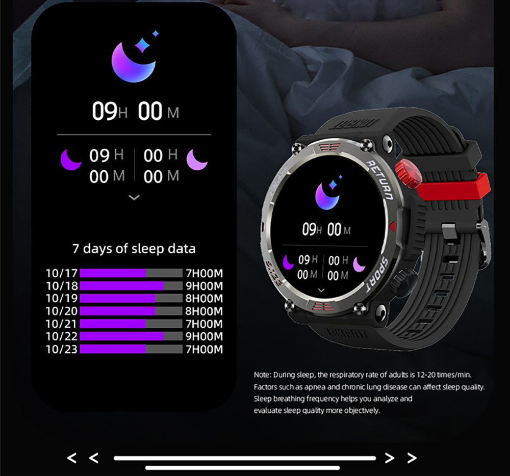 LOKMAT ZEUS 5 Pro Smartwatch Health Monitor, 1.46'' HD Screen, Bluetooth Calling, 5ATM Waterproof - Black