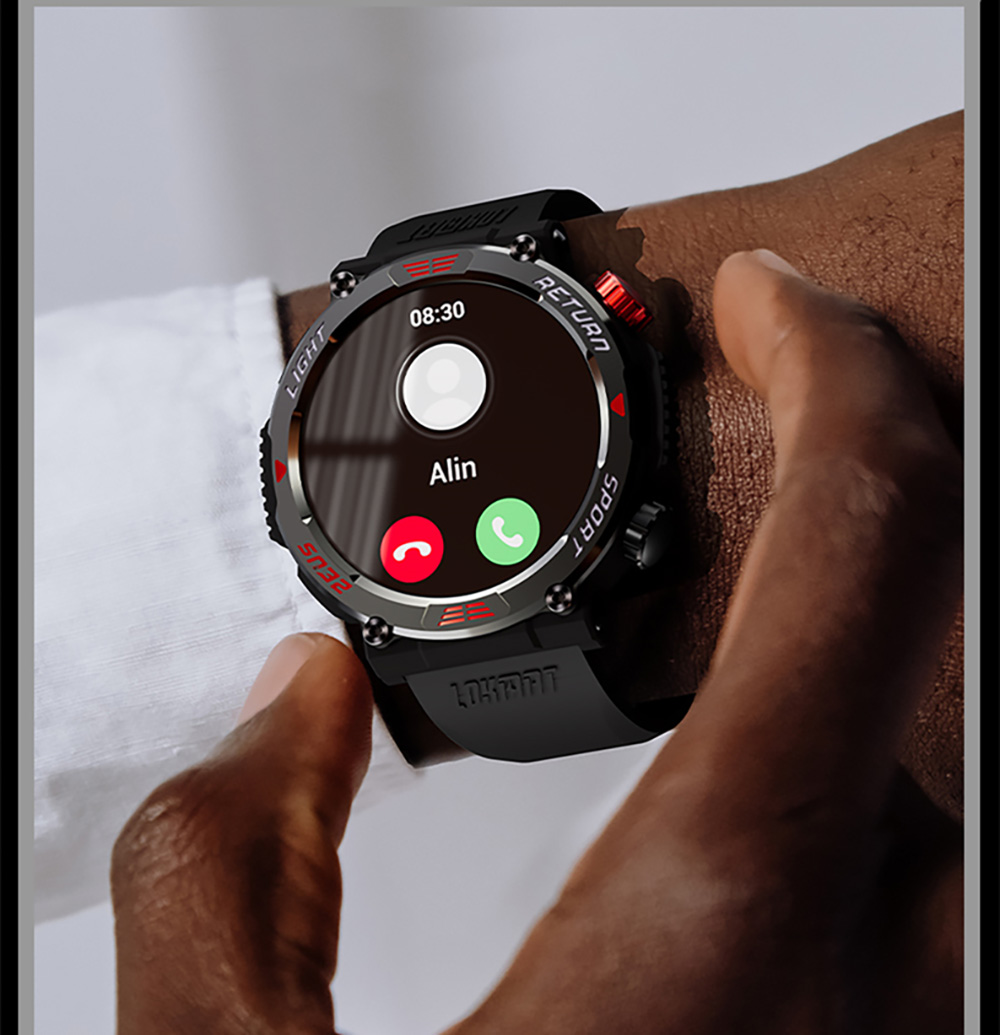 LOKMAT ZEUS 5 Pro Smartwatch Health Monitor, 1.46'' HD Screen, Bluetooth Calling, 5ATM Waterproof - Black