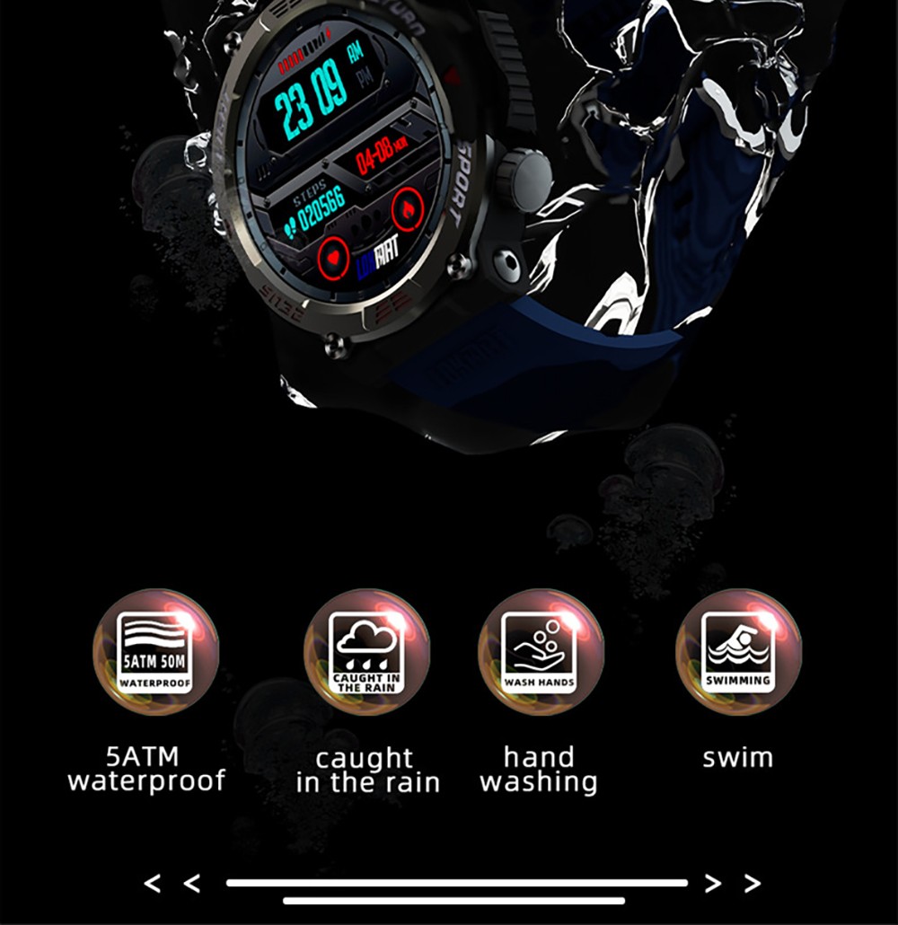 LOKMAT ZEUS 5 Pro Smartwatch Health Monitor, 1.46'' HD Screen, Bluetooth Calling, 5ATM Waterproof - Black