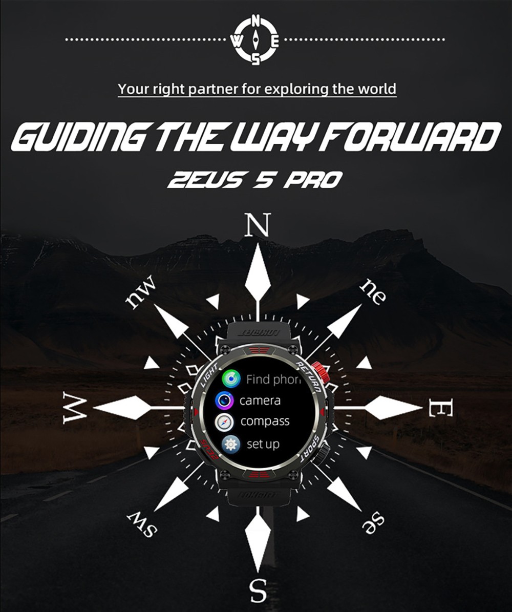 LOKMAT ZEUS 5 Pro Smartwatch Health Monitor, 1.46'' HD Screen, Bluetooth Calling, 5ATM Waterproof - Black