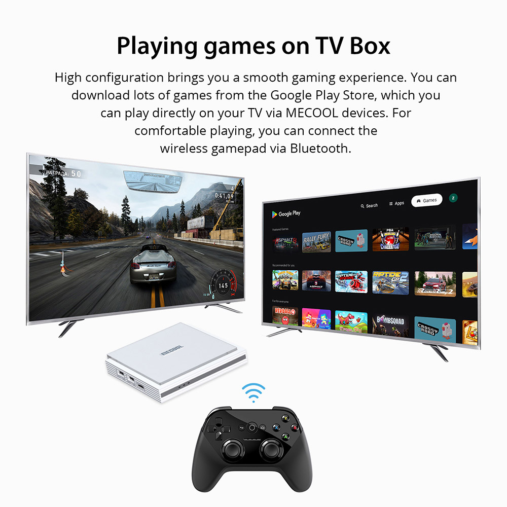 MECOOL KM2 PLUS Deluxe TV Box, Android 11, 4K HDR Output, Amlogic S905X4-J Quad Core, 4GB RAM 32GB ROM, WiFi 6 Bluetooth 5.0, Dolby Vision & Dolby Atmos, 2*USB 2.0 1*HDMI 1*AV 1*LAN 1*TF Card Slot 1*SPDIF Optical 1*Earphone Port - US Plug