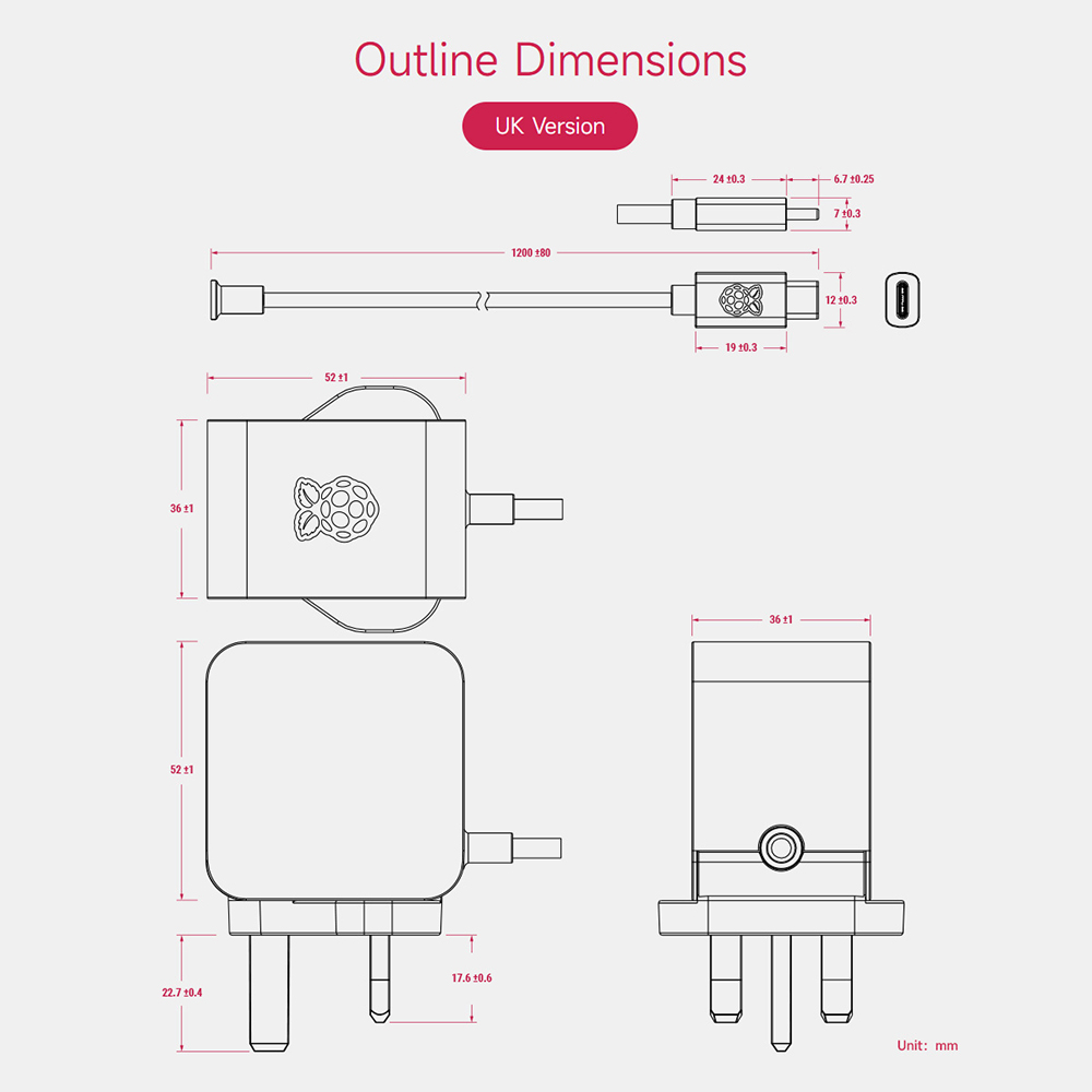 Official 27W USB Type-C Power Supply for Raspberry Pi 5 - EU Plug