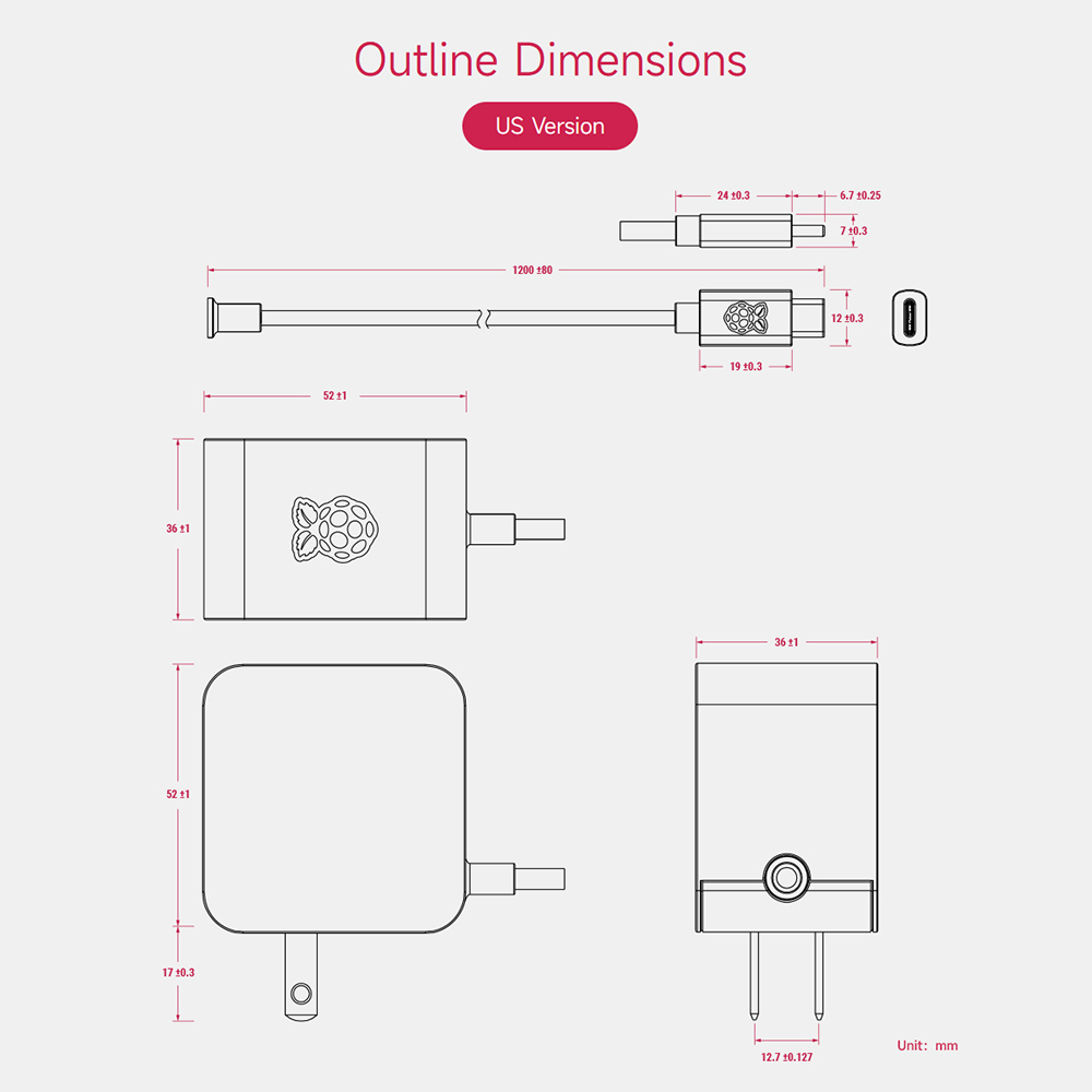 Official 27W USB Type-C Power Supply for Raspberry Pi 5 - UK Plug