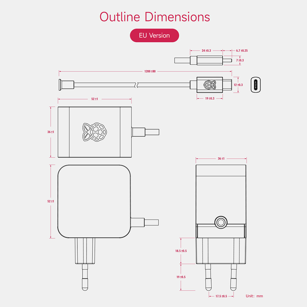 Official 27W USB Type-C Power Supply for Raspberry Pi 5 - UK Plug