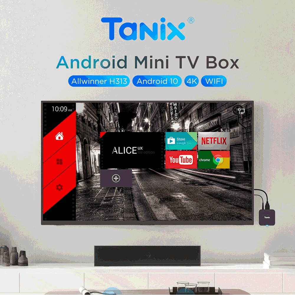 TANIX TX1 Mini TV Box, Android 10, Allwinner H313, Built-in WiFi, 2GB RAM 16GB ROM, Support 4K Decoding, 1*AV 1*HDMI 1*USB 2.0