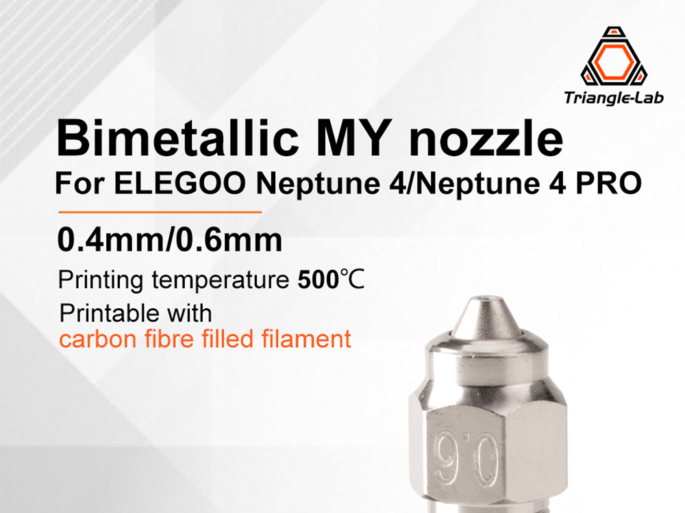 Trianglelab 0.6mm Bimetallic MY Nozzle for ELEGOO Neptune 4 / Neptune 4 Pro