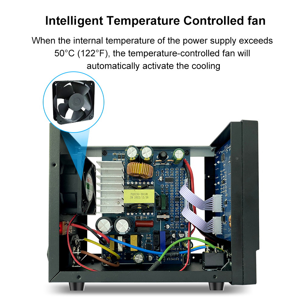 WANPTEK DPS3010U Solid-state Adjustable Regulated DC Power Supply, 30V 10A, Encoder Adjustment, USB Type-C Fast Charge, 4-Digit Display, Low Ripple, Low Noise, Cooling Fan Black - US Plug