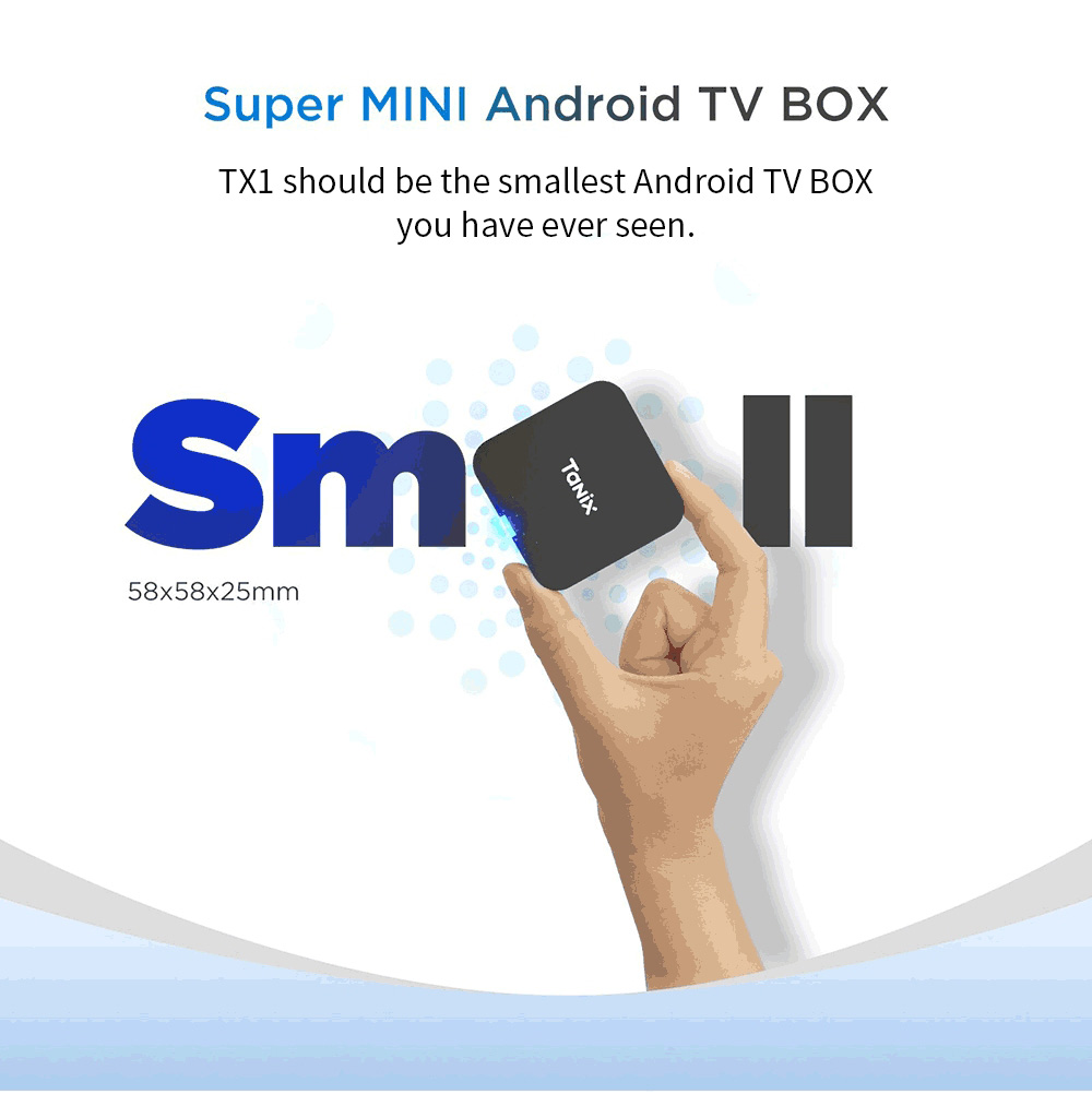 TANIX TX1 Mini TV Box, Android 10, Allwinner H313, Built-in WiFi, 2GB RAM 16GB ROM, Support 4K Decoding, 1*AV 1*HDMI 1*USB 2.0