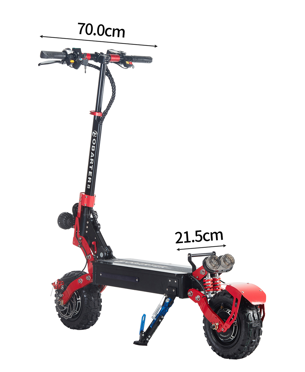 OBARTER X3 Folding Electric Sport Scooter 11" Off-road tyre 1200W x2 Brushless Motor 48V 20Ah Battery BMS 3 Speed Modes Dual Oil Disc Brake Max Speed 65KM/h LED Display 40-50KM Long Range - Black