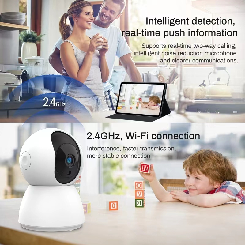 TALLPOWER C23 Indoor Surveillance Camera, Ultra HD 2K, 2.4GHz WiFi, Night Vision, Auto Tracking Infrared LED, 360° Pan & Tilt, Two-way Audio - 1Pc