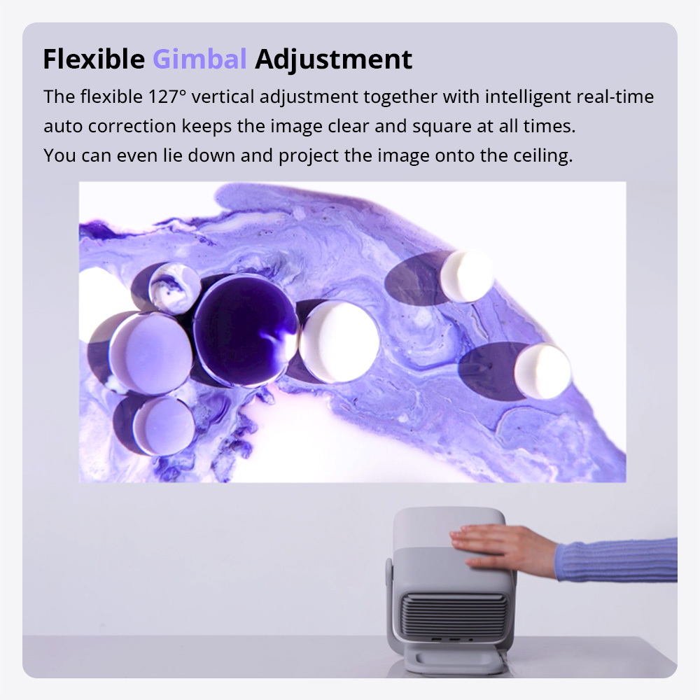 JMGO N1 1080P Triple Laser Projector, Flexible Gimbal Adjustment, 4K Decoding Supported, 800 CVIA Lumens, 2x5W Dynaudio Speakers, Instant Keystone Correction - EU Plug