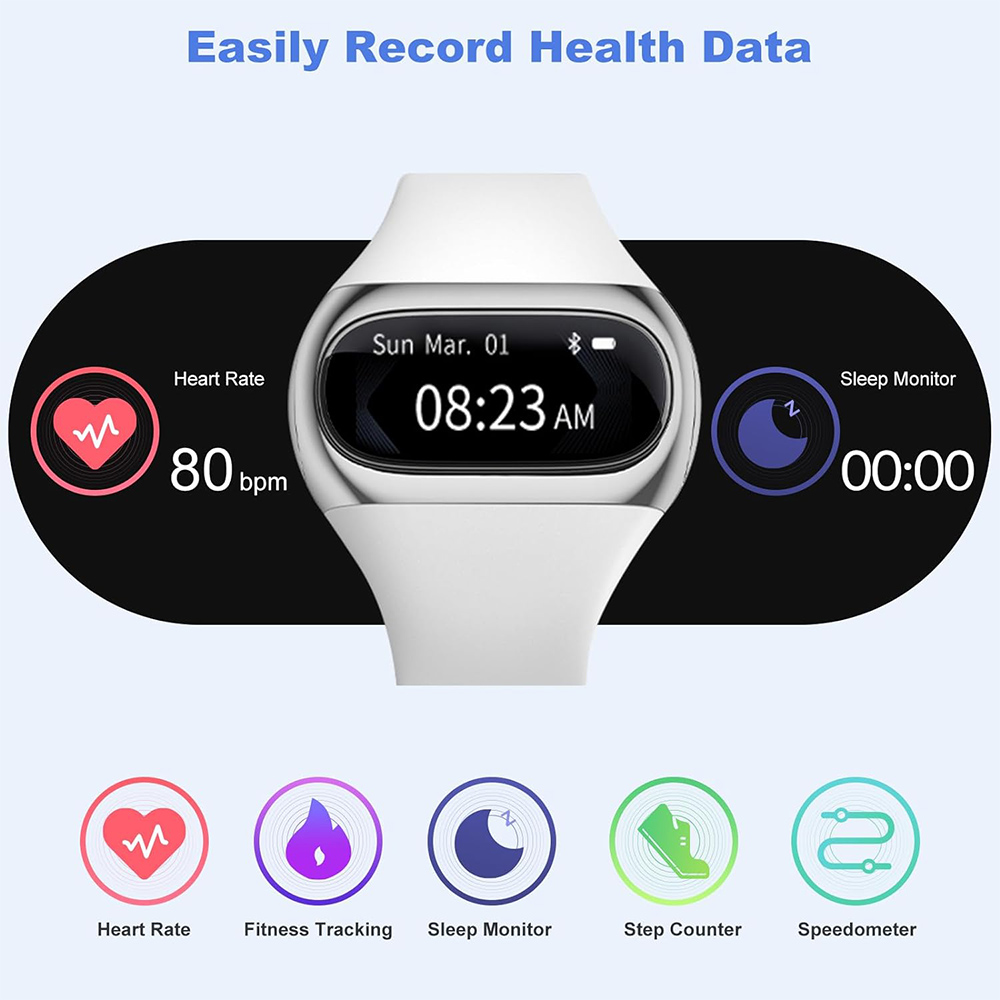 Aipower W20L Smart Bracelet with Built-in Wireless Earbuds - White