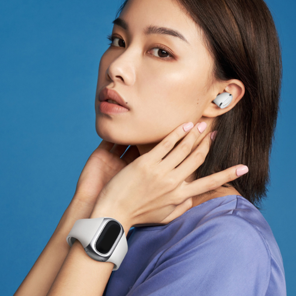 Aipower W20L Smart Bracelet with Built-in Wireless Earbuds - White