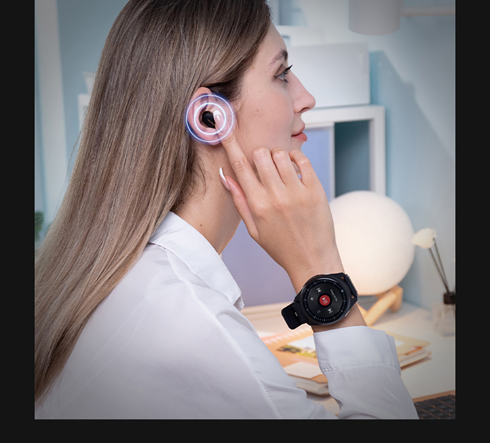 Aipower W28 3-in-1 Smartwatch with Wireless Earbuds MP3 Player - Black