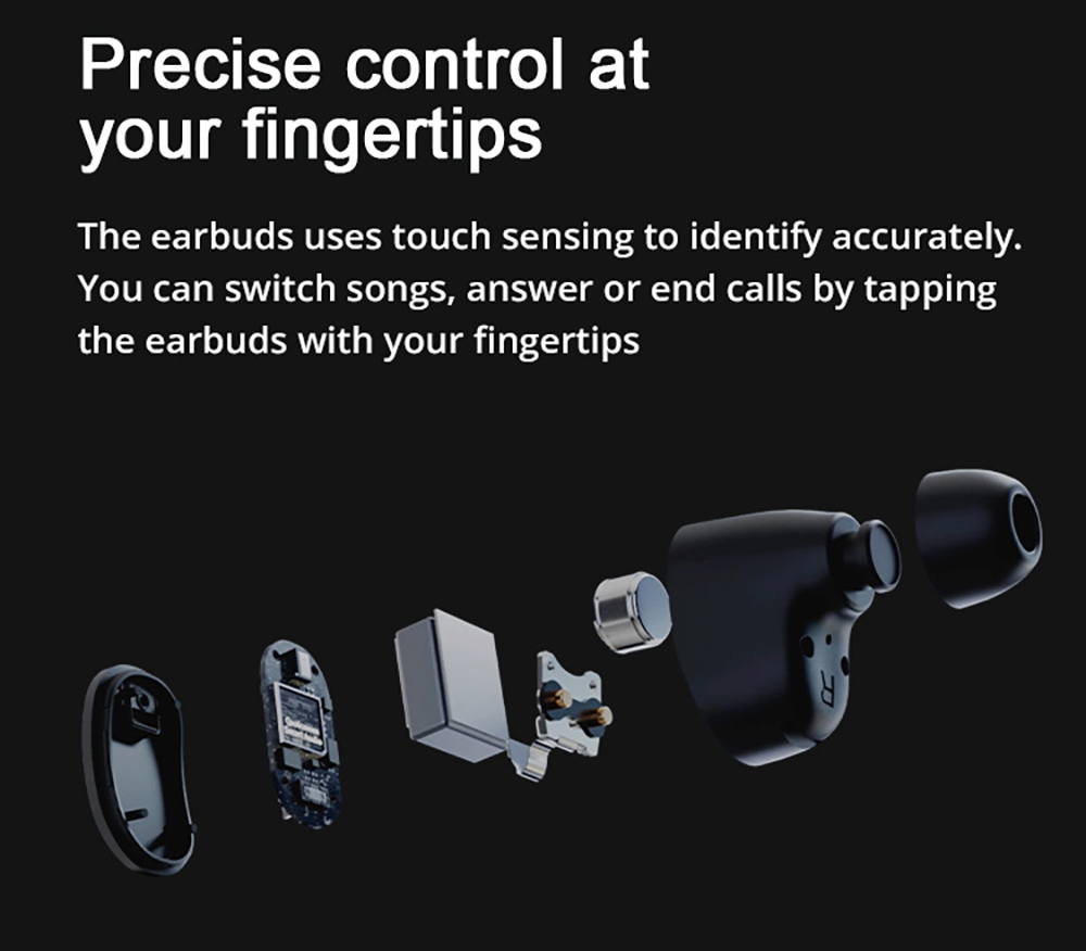 Aipower W28 3-in-1 Smartwatch with Wireless Earbuds MP3 Player - Black