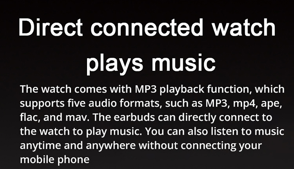 Aipower W28 3-in-1 Smartwatch with Wireless Earbuds MP3 Player - Black