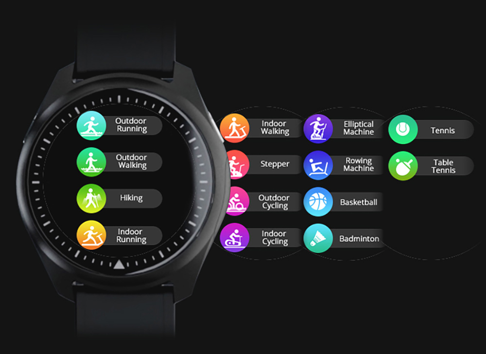 Aipower W28 3-in-1 Smartwatch with Wireless Earbuds MP3 Player - Black