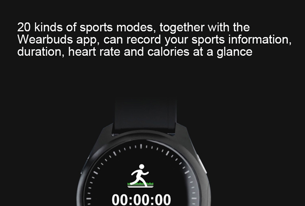 Aipower W28 3-in-1 Smartwatch with Wireless Earbuds MP3 Player - Black