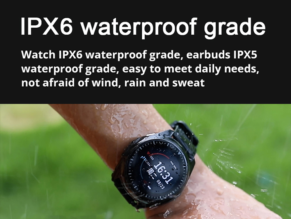 Aipower W28 3-in-1 Smartwatch with Wireless Earbuds MP3 Player - Black