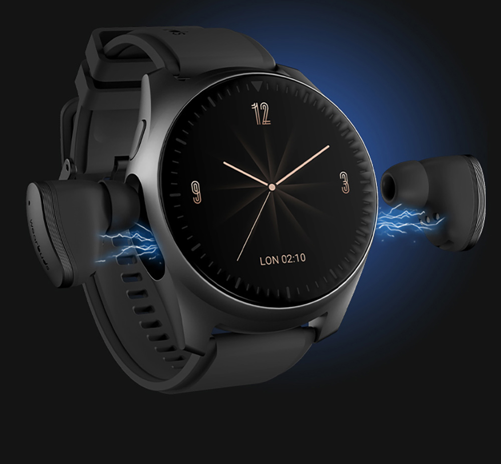 Aipower W28 3-in-1 Smartwatch with Wireless Earbuds MP3 Player - Black