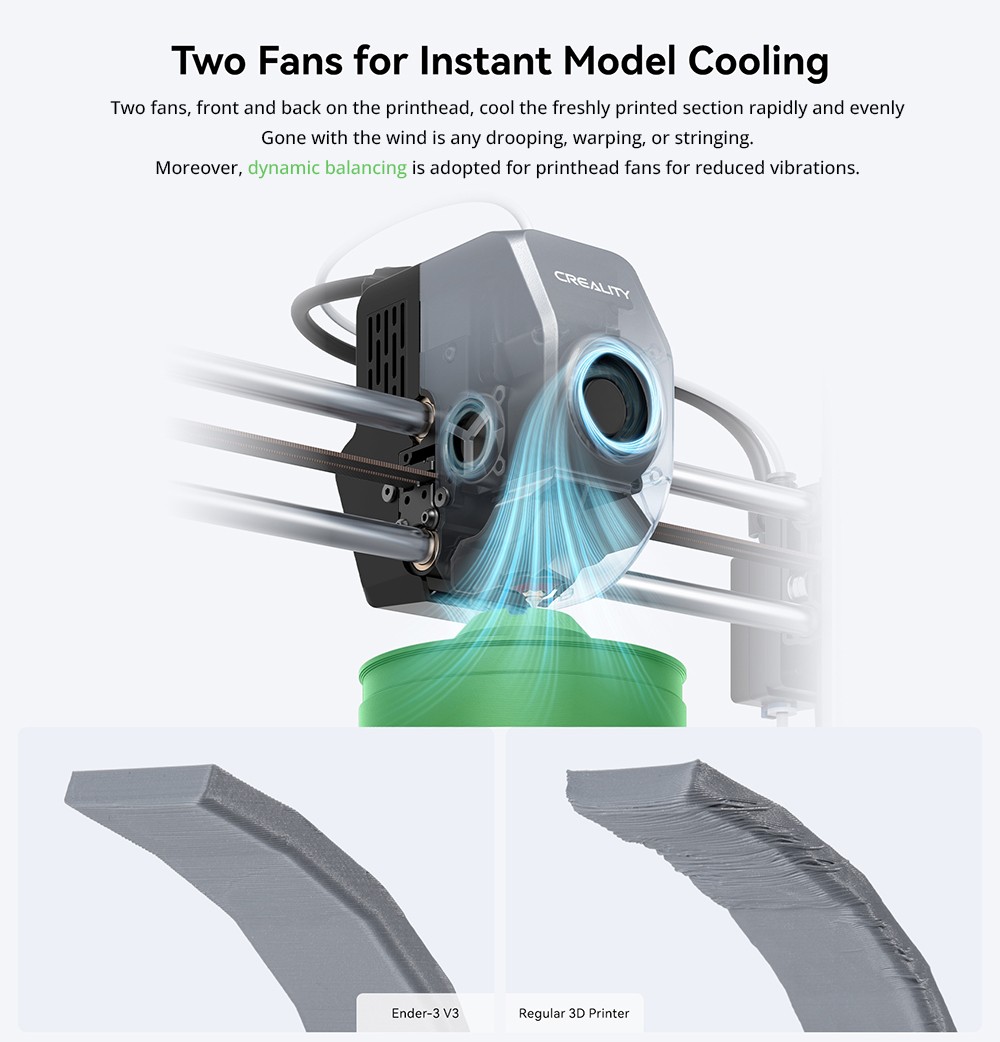 Creality Ender-3 V3 3D Printer, Auto-Leveling, 600mm/s Max Printing Speed, 0.2mm Printing Accuracy, Dual-Gear Direct Extruder, Input Shaping, Color Touch Screen, WiFi Connection, 220x220x250mm