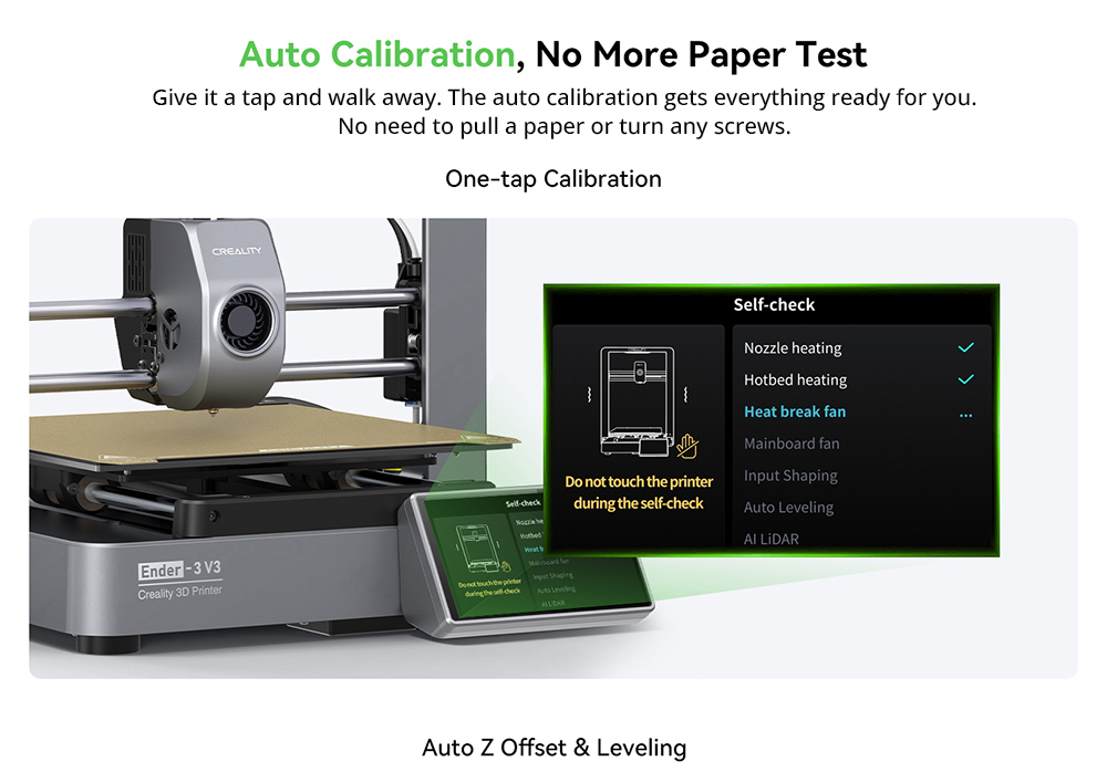 Creality Ender-3 V3 3D Printer, Auto-Leveling, 600mm/s Max Printing Speed, 0.2mm Printing Accuracy, Dual-Gear Direct Extruder, Input Shaping, Color Touch Screen, WiFi Connection, 220x220x250mm