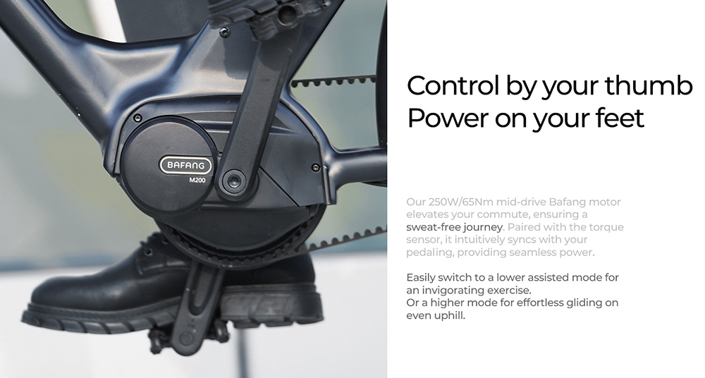 ENGWE P275 Pro City Electric Bike, 27.5'' Spoke Tires, 250W Bafang Brushless Mid-drive Motor, 3-level Automatic Gear Shifter, 36V 19.2Ah Battery, 260km Max Range, Front & Rear Hydraulic Disc Brake - Black Orange