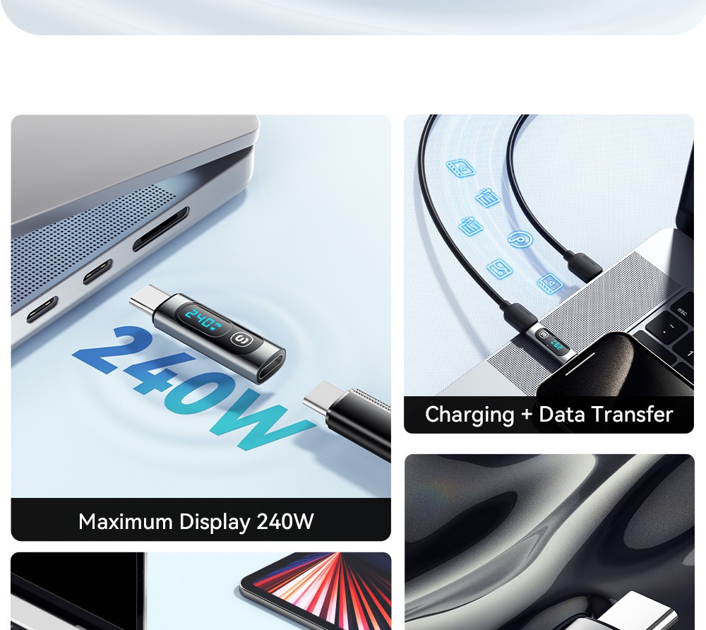 Essager 240W OTG Adapter, USB 3.0 2.0 480Mbps, Type C to Type C Digital Display, for iPhone 15 Max iPad Macbook Samsung